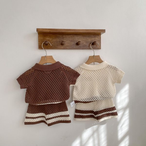 渡假風條紋撞色套裝 