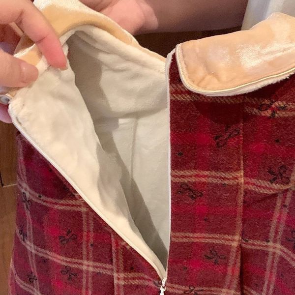 莓果格紋暖暖娃娃領背心裙 