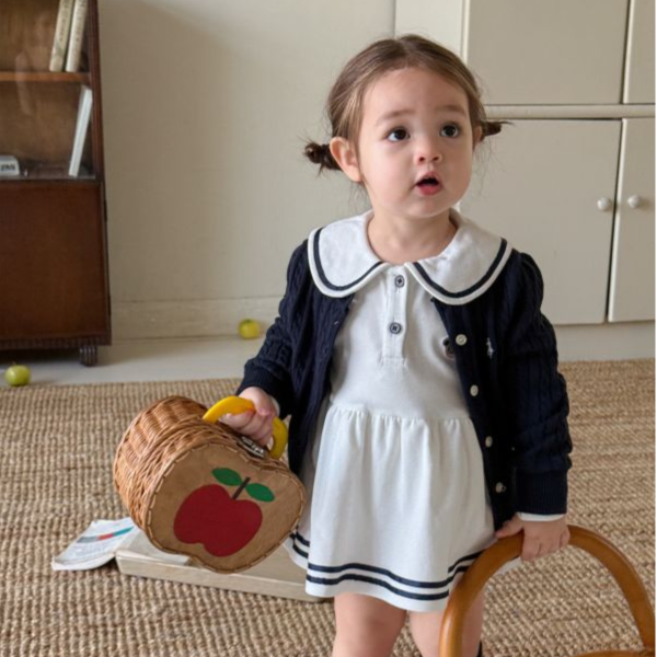 小熊學院風邊線娃娃領包屁裙 