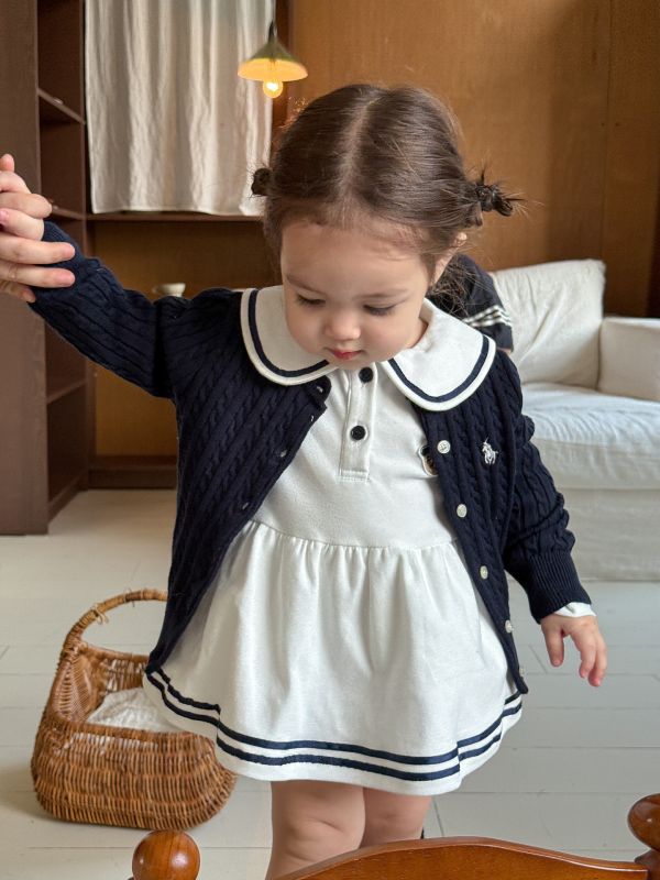 小熊學院風邊線娃娃領包屁裙 