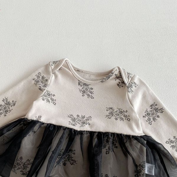 微霧碎花拼紗包屁裙 