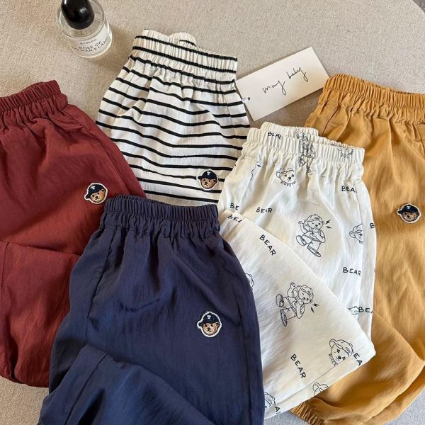 帥氣小熊防紋縮口長褲 