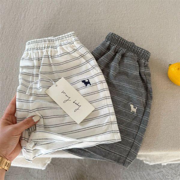 胸前狗狗日系條紋套裝 