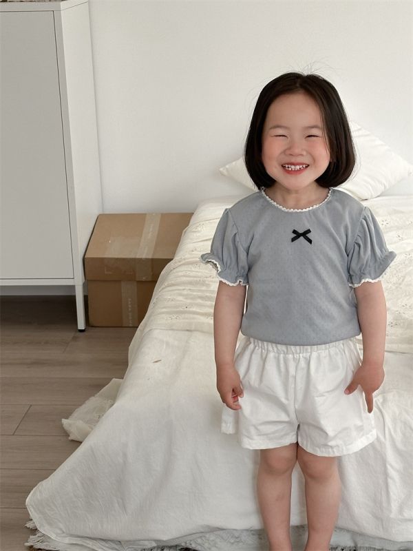 法式蕾絲蝴蝶結短tee 
