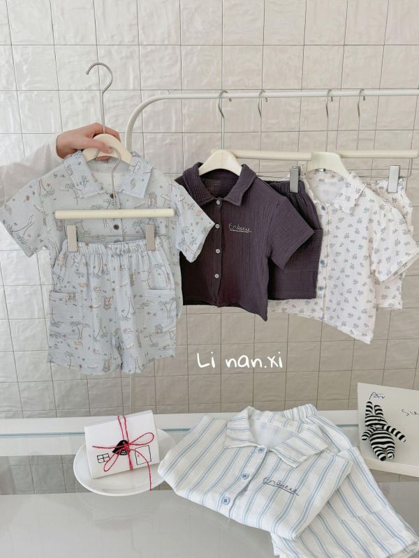 復古款紋路襯衫套裝 