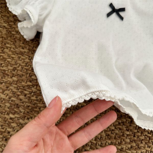 法式蕾絲蝴蝶結短tee 