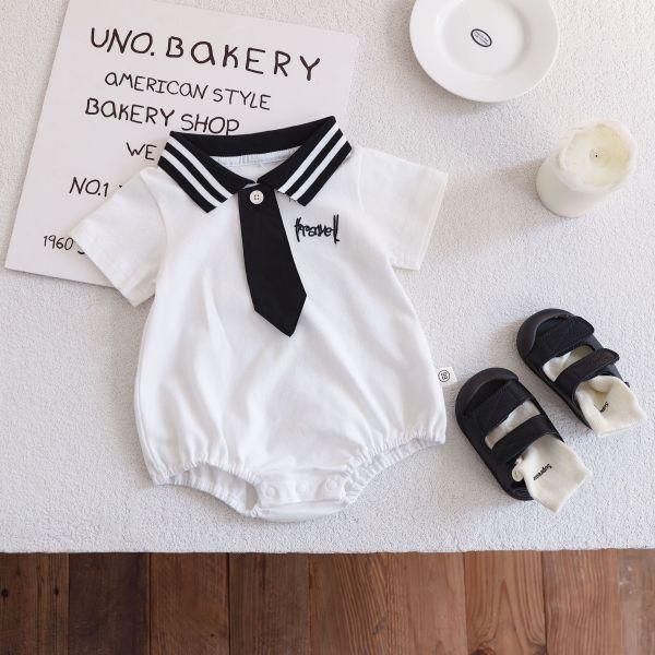 短袖POLO領刺袖包屁 