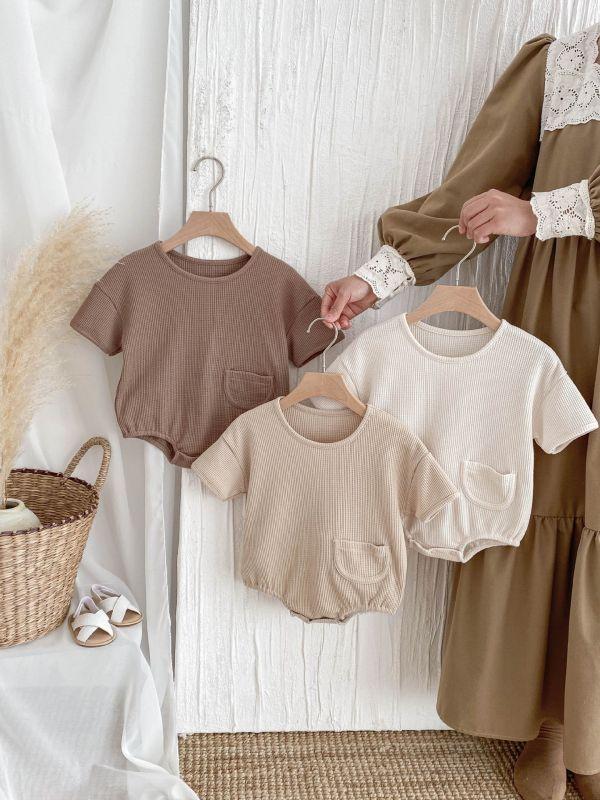 鬆餅格子小口袋包屁 