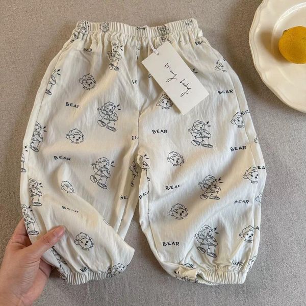 帥氣小熊防紋縮口長褲 
