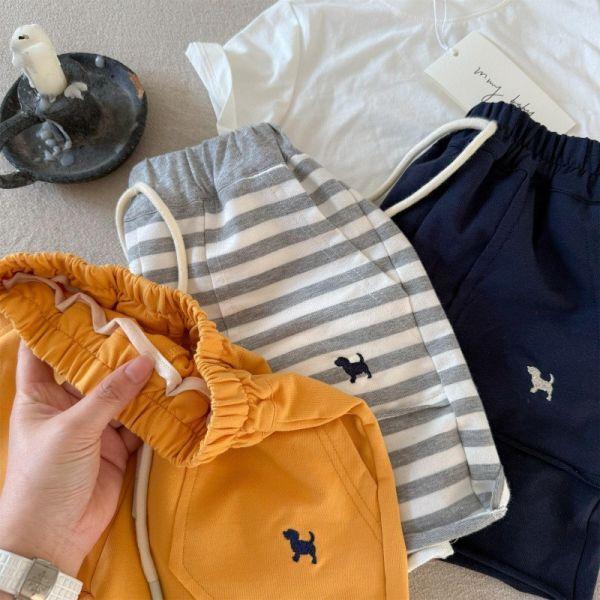 狗狗刺繡綁帶休閒短褲 