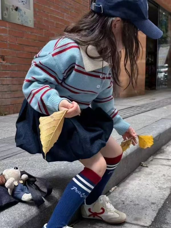 小學院藍調條紋套裝 