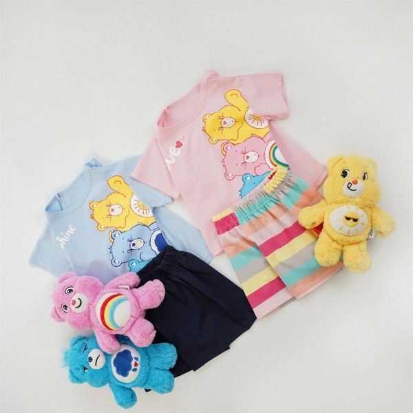 彩虹小熊條紋短袖兄妹裝 