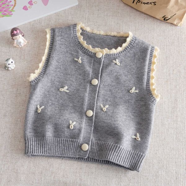 小兔刺繡荷葉邊針織背心 