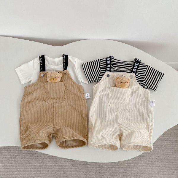 大地色小熊公仔吊帶褲 