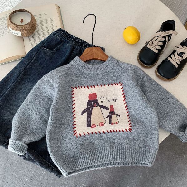 彩繪小企鵝家族針織上衣 