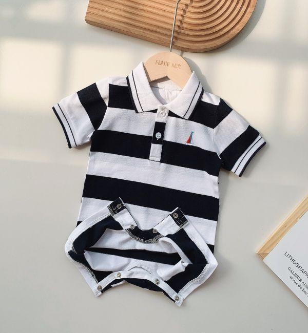 小帆船寬條紋連身衣 