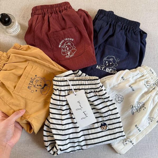 帥氣小熊防紋縮口長褲 