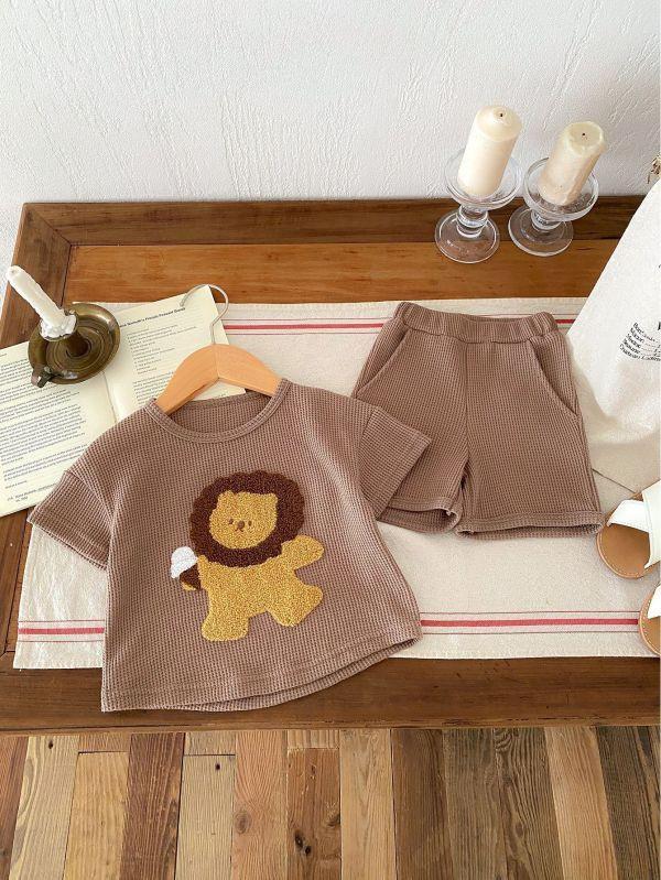 華夫格刺繡獅子套裝 