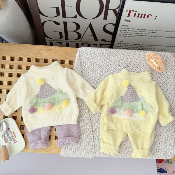 可愛立體球球寶貝針織套裝 