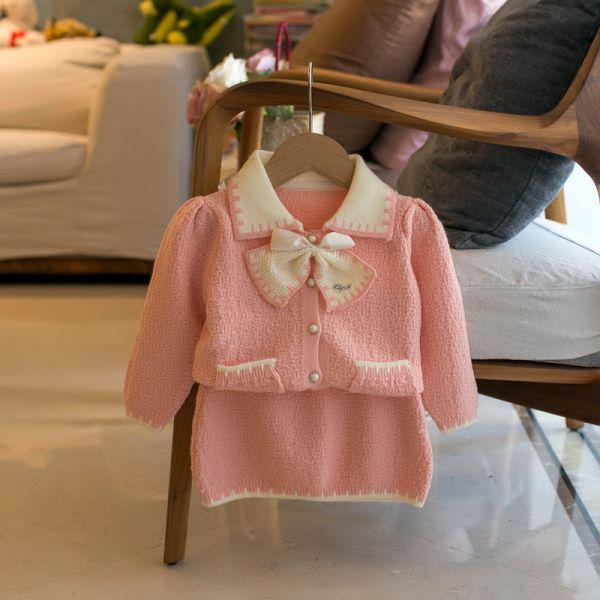 小香風貴氣蝴蝶結針織套裝 