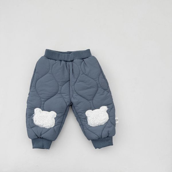 冬日小熊壓紋加厚保暖褲 