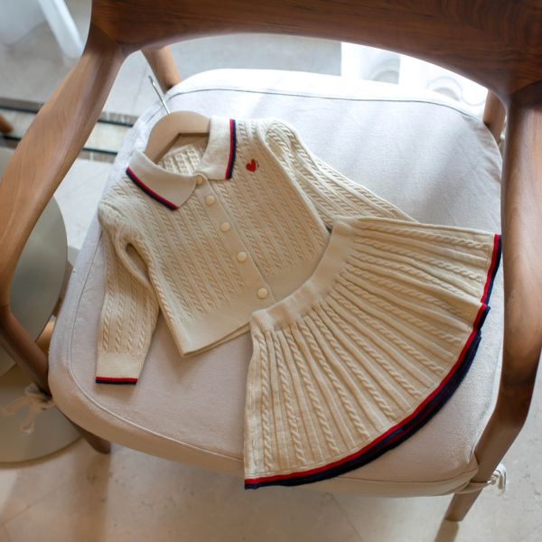 小愛心學院風針織套裝 