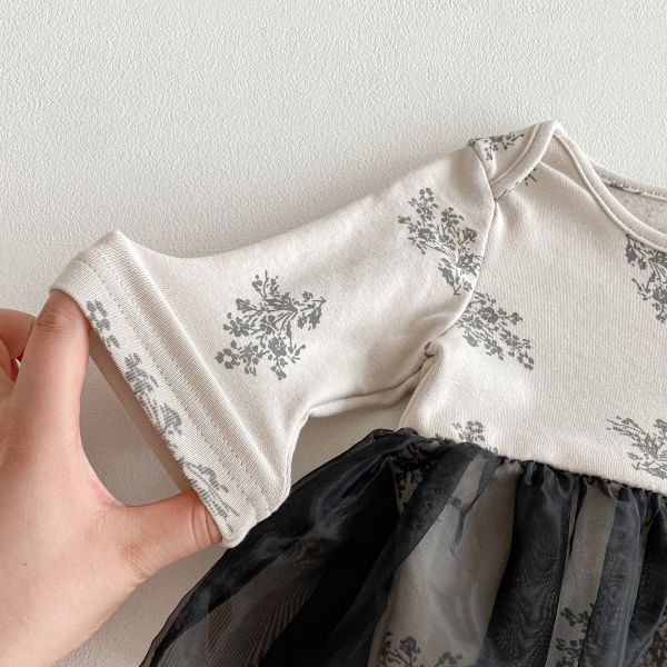 微霧碎花拼紗包屁裙 