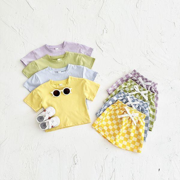 好好看大格子短褲套裝 