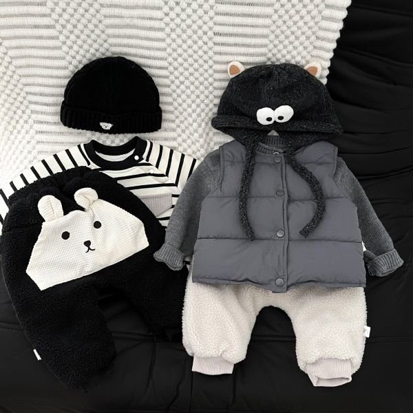 可愛小熊臉羊羔絨褲 