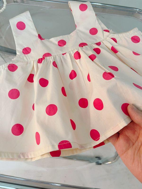 粉色波點吊帶套裝 