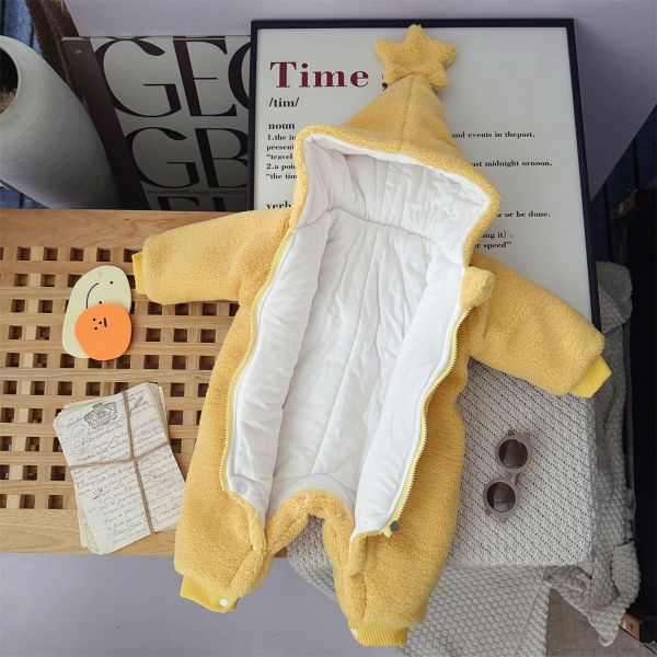 可愛星星厚絨連身外出服 