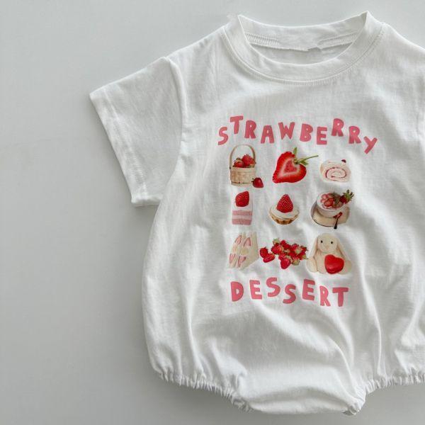 草莓甜點圖案包屁 