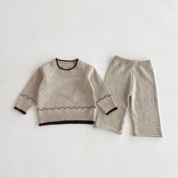 小麥波紋針織套裝 