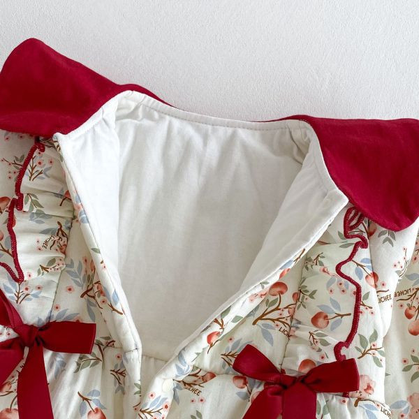 花朵雙蝴蝶結賀年服 