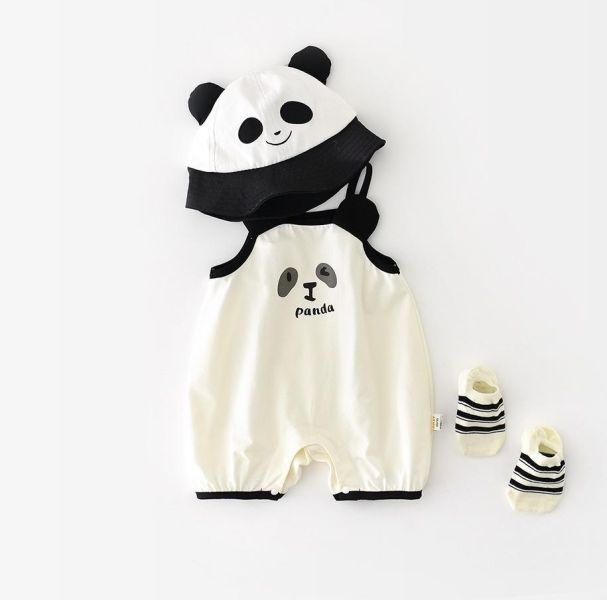 夏天熊貓吊帶連身衣 
