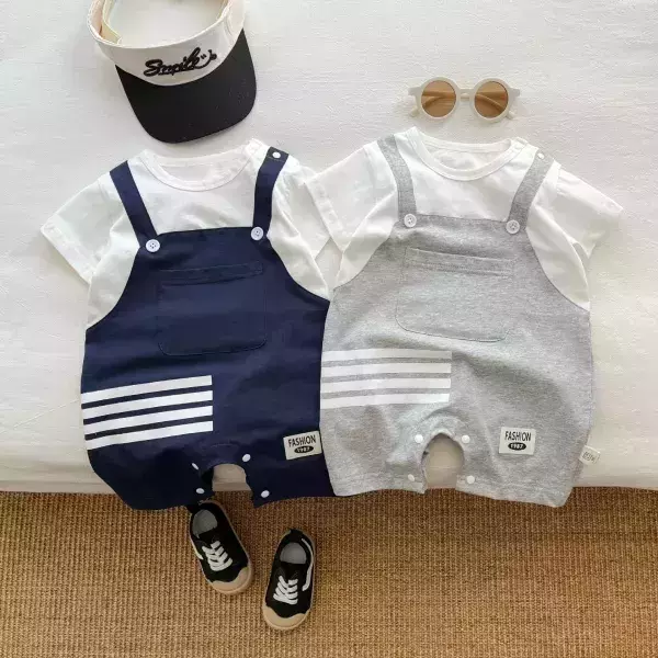 半身側線條吊帶連身衣 