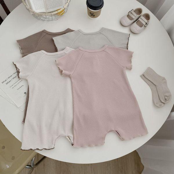 韓系冷色！華夫格素面連身衣 