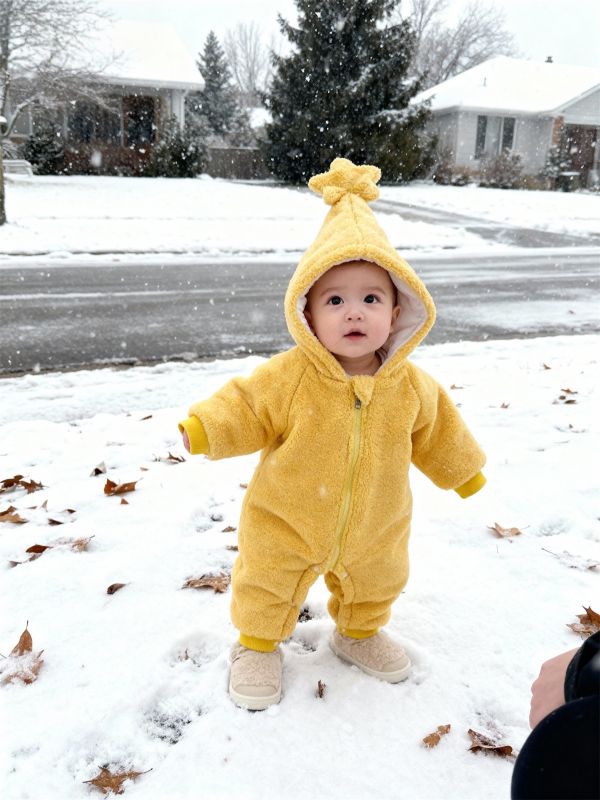 可愛星星厚絨連身外出服 