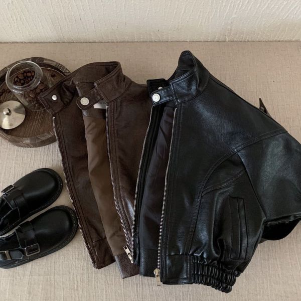 日系復古皮感帥氣外套 