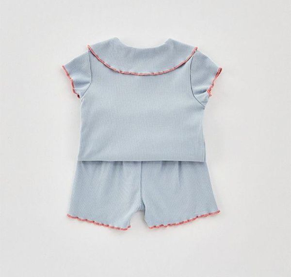 滾邊領結木耳邊套裝 