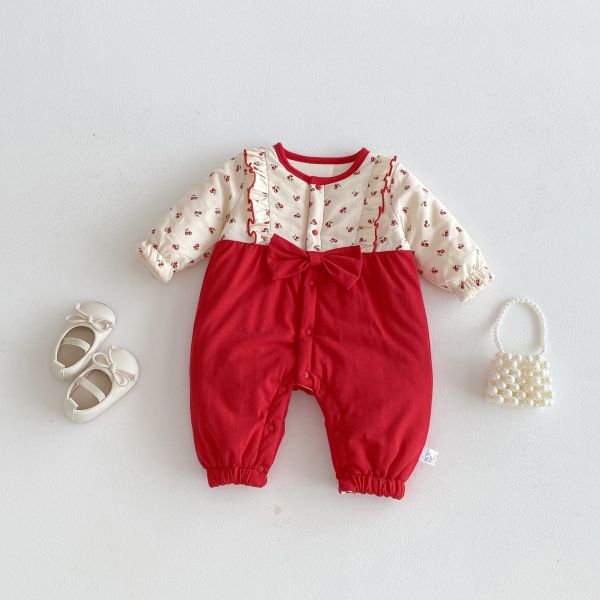 滿印莓果蝴蝶結連身衣 