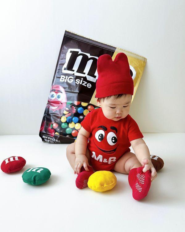 紅色糖果豆豆包屁｜附帽 