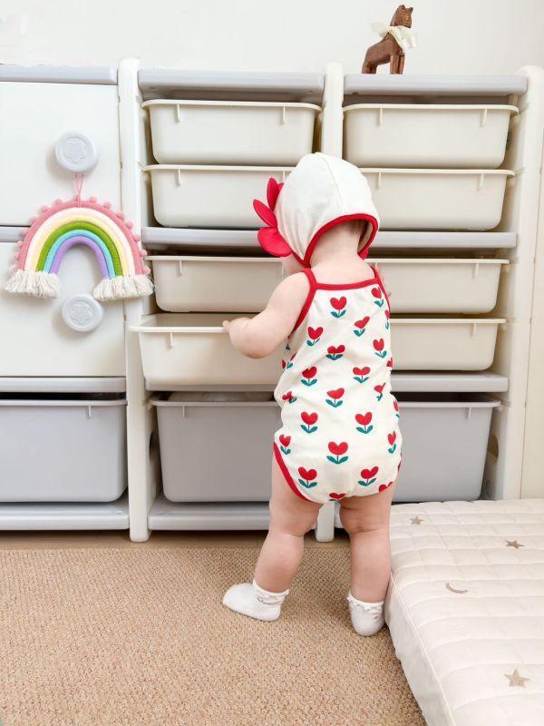 滿印愛心小花包屁｜附帽 