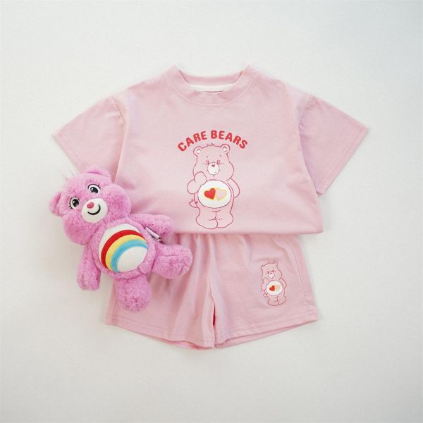 彩紅愛心熊半袖套裝 