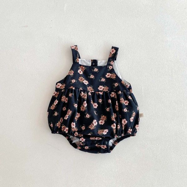 【現貨】泡泡碎花吊帶包屁組 