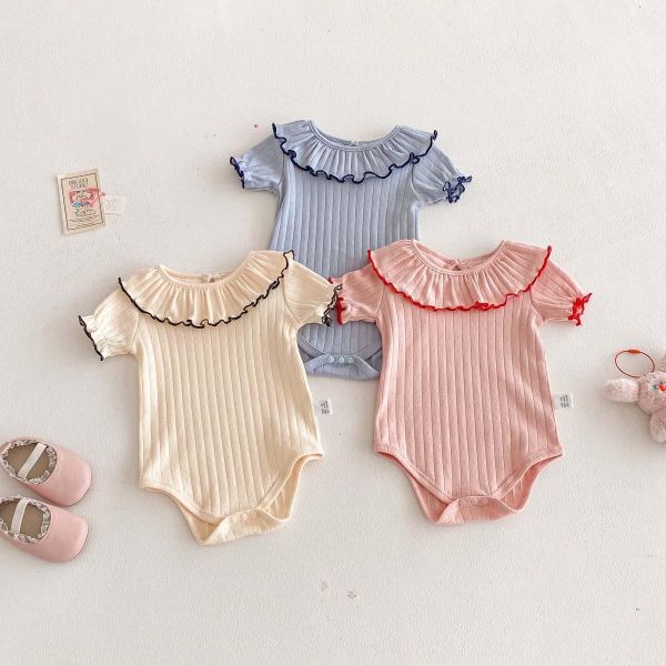 花邊木耳領坑條包屁 