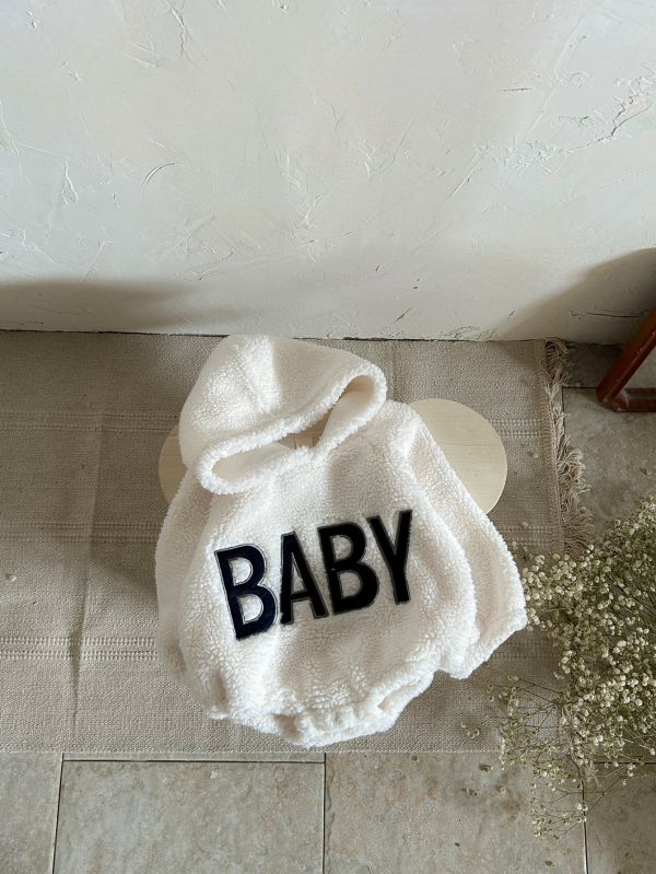 毛絨BABY保暖連帽包屁 