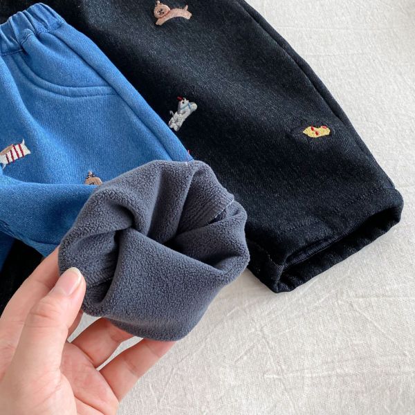 療癒系狗狗保暖牛仔長褲 