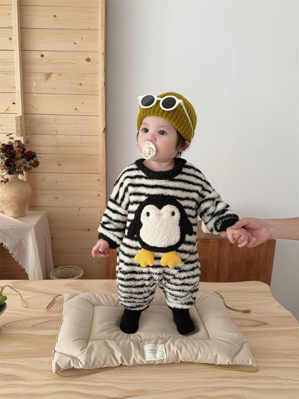暖呼呼企鵝加絨連身衣 