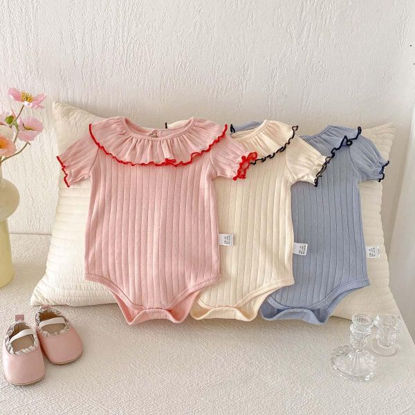 花邊木耳領坑條包屁 